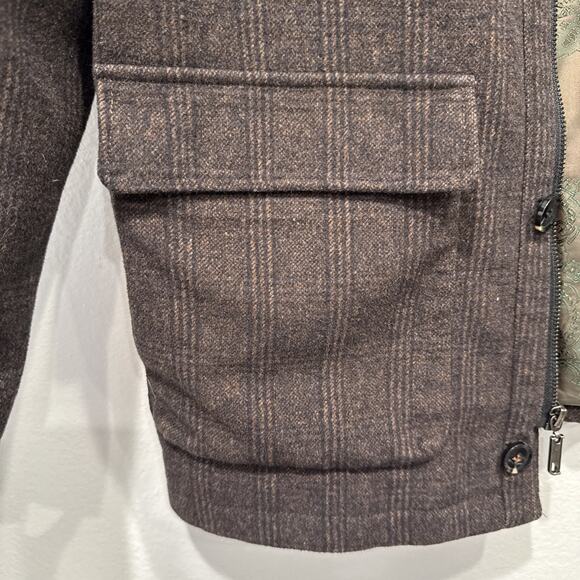 ENZO Tovare Jacket Men’s Large Brown Check Wool Blend Lined Button Front Coat - Picture 5 of 11